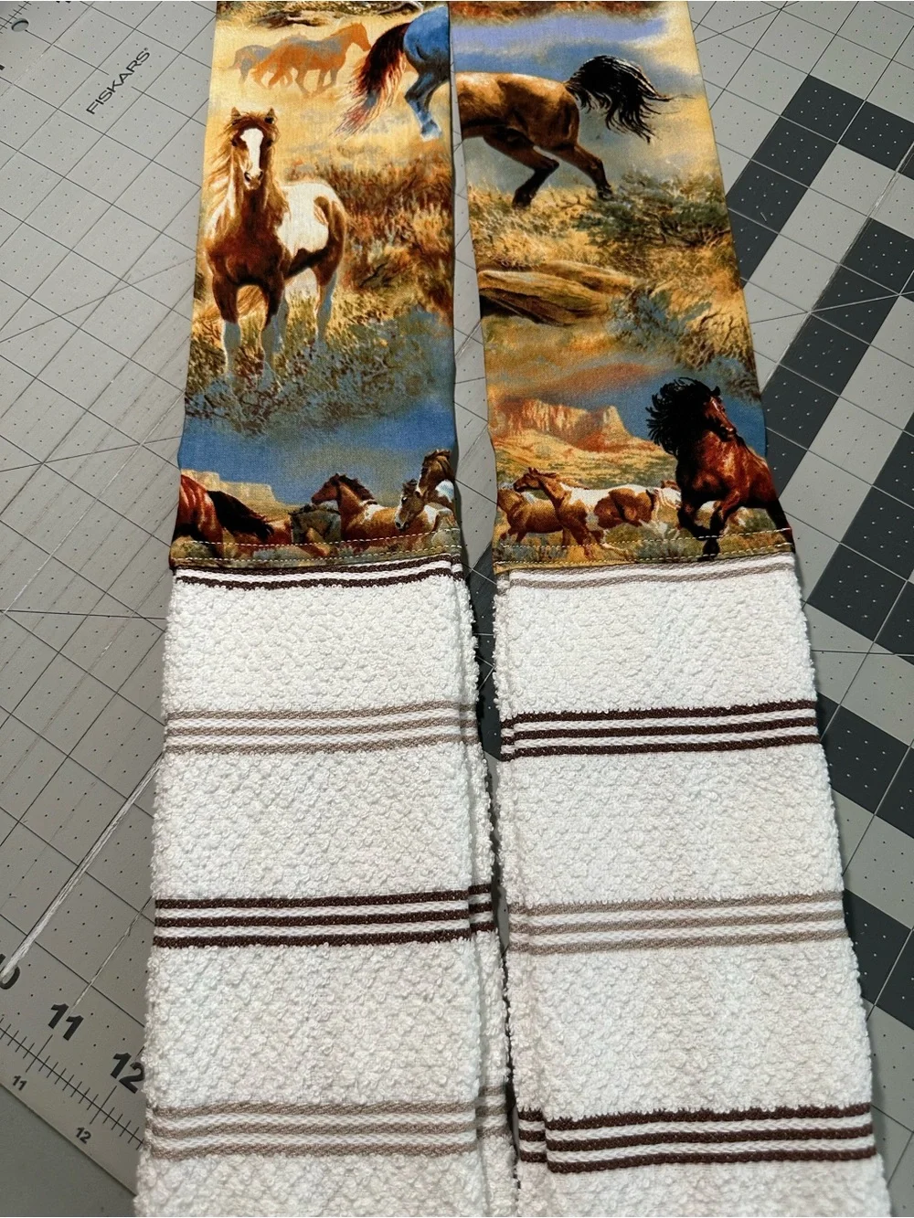 Handmade Kitchen Scarf with Horse Ranch Print